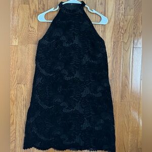 LOFT Black Floral Velvet dress